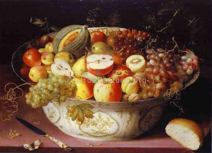 Still Life of fruit in a Wan-li Bowl - 奥夏斯·贝尔